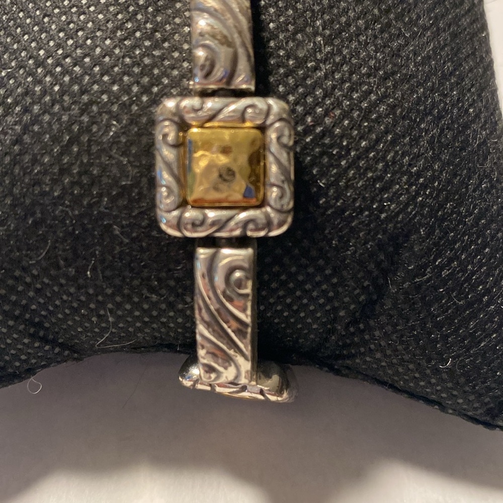Brighton vintage Regina silver and hammered gold‎ link bracelet - Picture 2 of 7